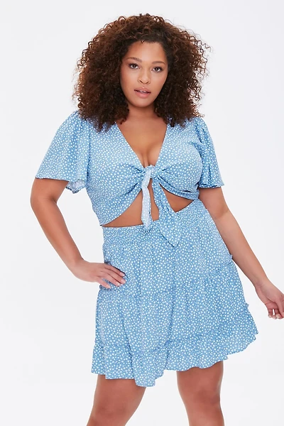 Plus Floral Print Mini Skirt