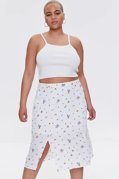 Plus Size Floral Print Skirt