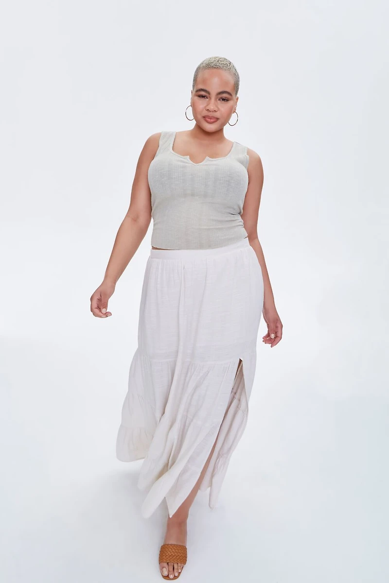 Plus Linen Maxi Skirt