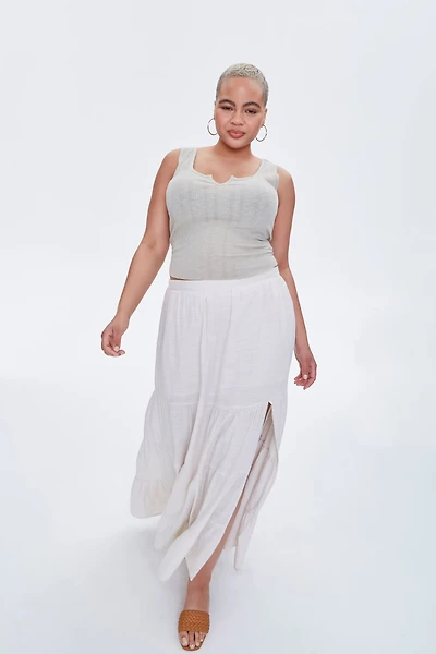 Plus Linen Maxi Skirt