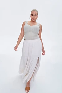 Plus Linen Maxi Skirt