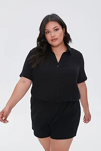 Plus Size Textured Shorts