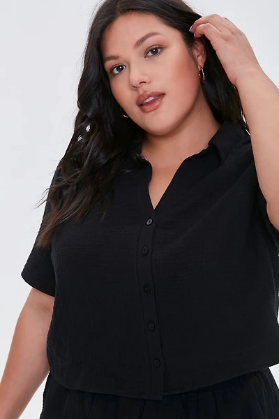 Plus Size Textured Shirt