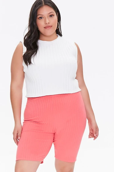 Plus Ribbed Biker Shorts