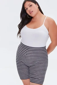 Plus Gingham Biker Shorts