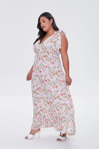 Plus Size Floral Print Midi Dress
