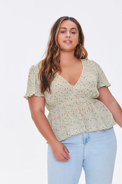 Plus Size Floral Print Top