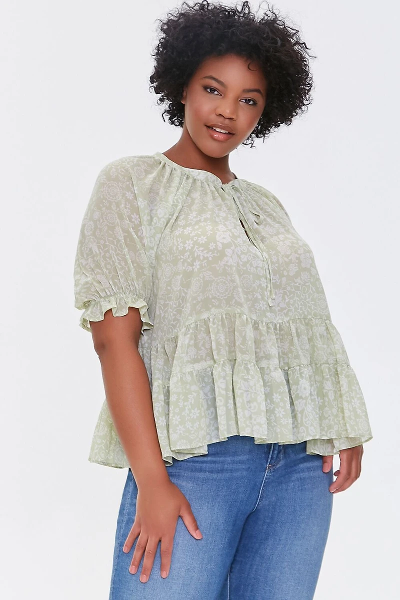 Plus Floral Print Top