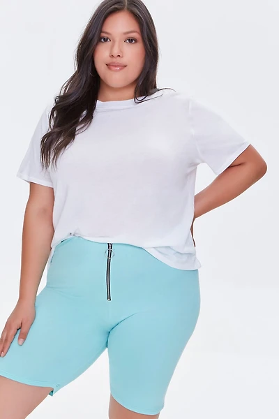 Plus Size Pull-Ring Biker Shorts