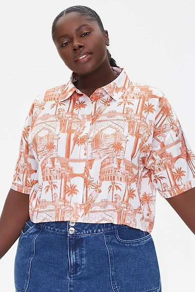 Plus Tropical Print Shirt