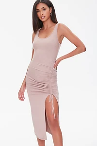 Ruched Drawstring Midi Dress