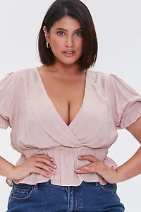 Plus Floral Eyelet Crop Top