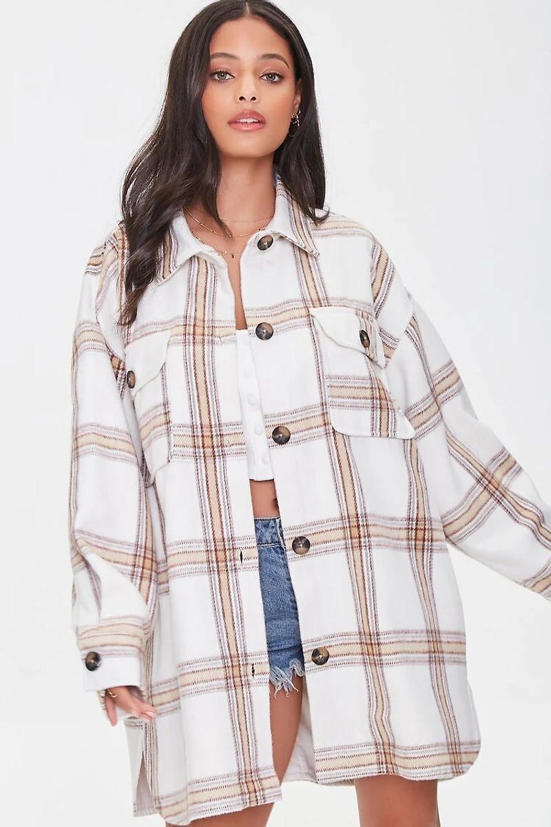 Plaid Button-Front Shacket