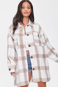 Plaid Button-Front Shacket