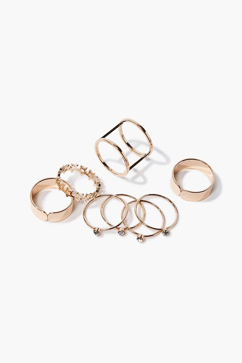 Faux Gem Cutout Ring Set