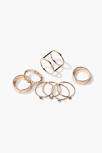 Faux Gem Cutout Ring Set