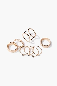 Faux Gem Cutout Ring Set