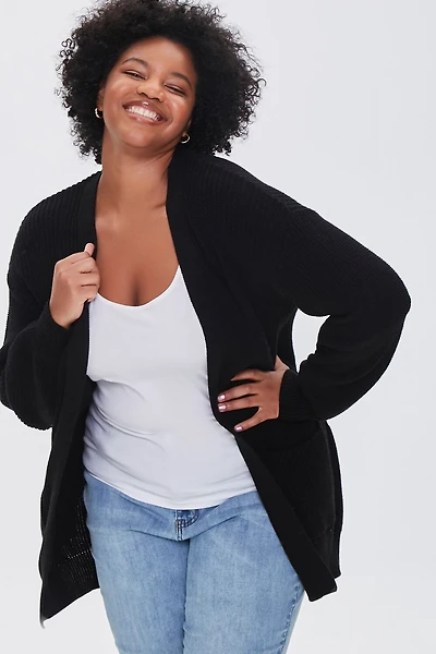 Plus Size Patch-Pocket Cardigan Sweater