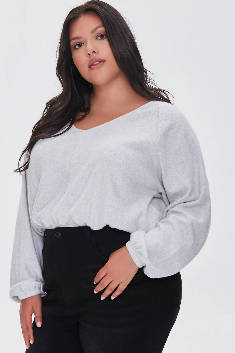 Plus Size Raglan Sleeve Crop Top