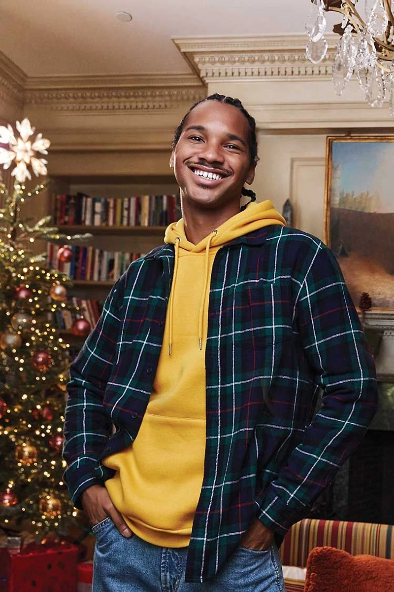 Plaid Button-Front Flannel Shirt