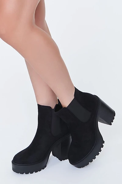 Faux Suede Lug Chelsea Booties