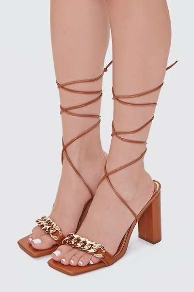 Curb Chain Wraparound Block Heels