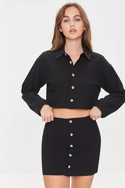 Cropped Shirt & Mini Skirt Set