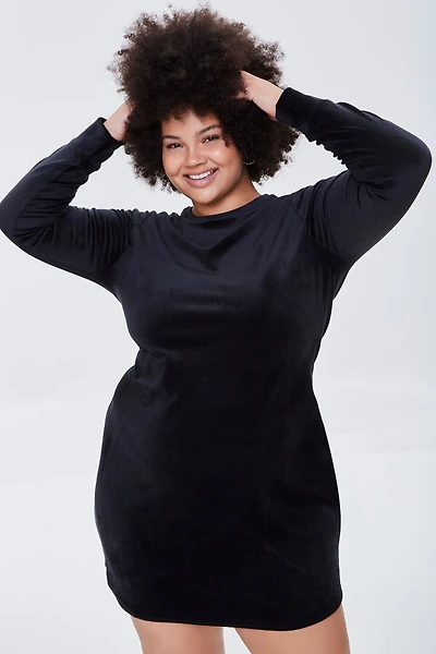 Plus Size Velour Mini Dress