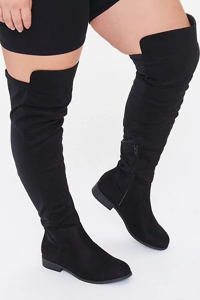 Thigh-High Faux Suede Boots (Wide)