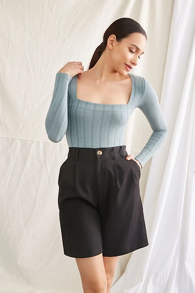 Ribbed Long-Sleeve Bodysuit