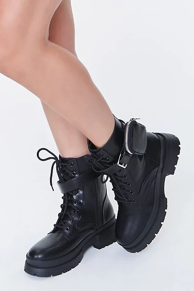 Coin Purse Lace-Up Combat Boots