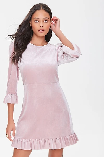 Velvet Flounce Mini Dress