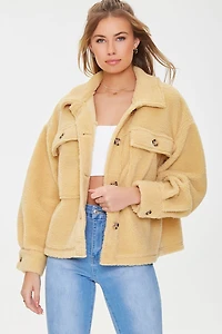 Faux Shearling Button-Front Jacket