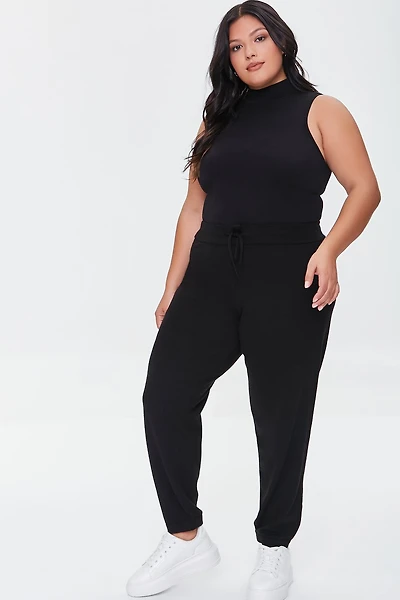 Plus Size Drawstring High-Rise Joggers
