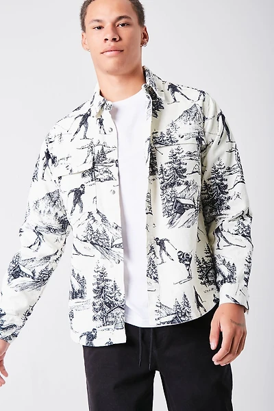 Landscape Print Corduroy Shirt