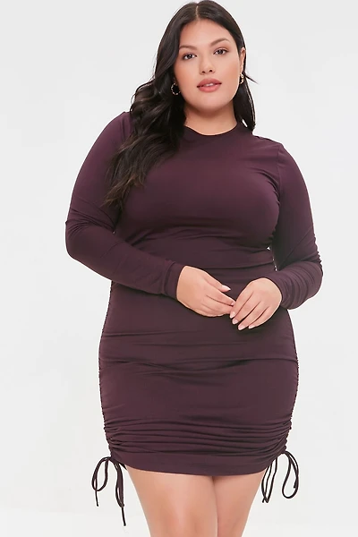 Plus Ruched Drawstring Dress