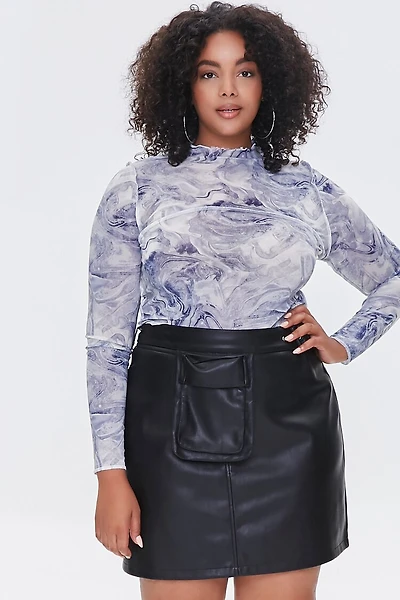Plus Size Faux Leather Mini Skirt