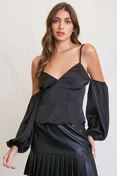 Open-Shoulder Peasant-Sleeve Top