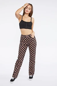 Checkered Print Jeans