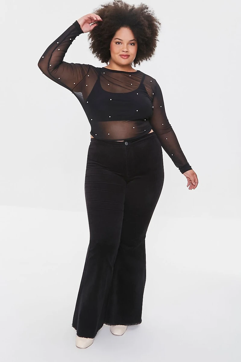 Plus Size Velveteen Flare Pants