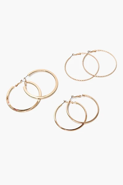 Textured Hoop Earring Set
