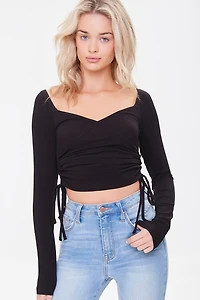 Ruched Drawstring Crop Top