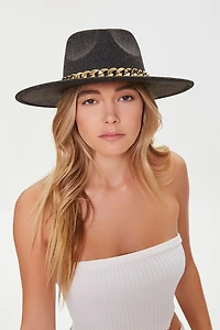 Brushed Curb Chain-Trim Cowboy Hat