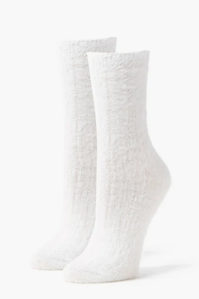 Fuzzy Knit Crew Socks