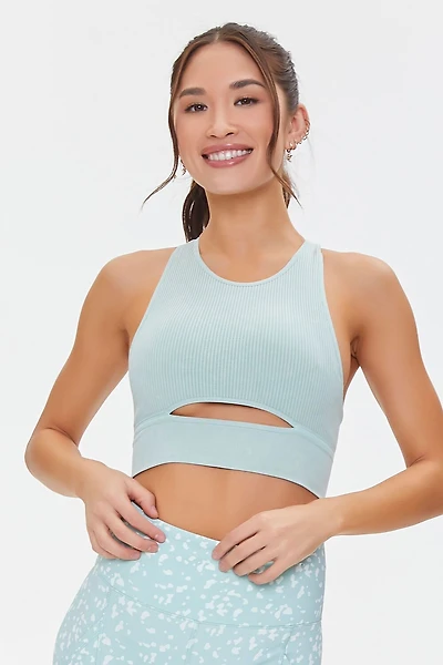 Seamless Thick Ribbed Cutout Sports Bra