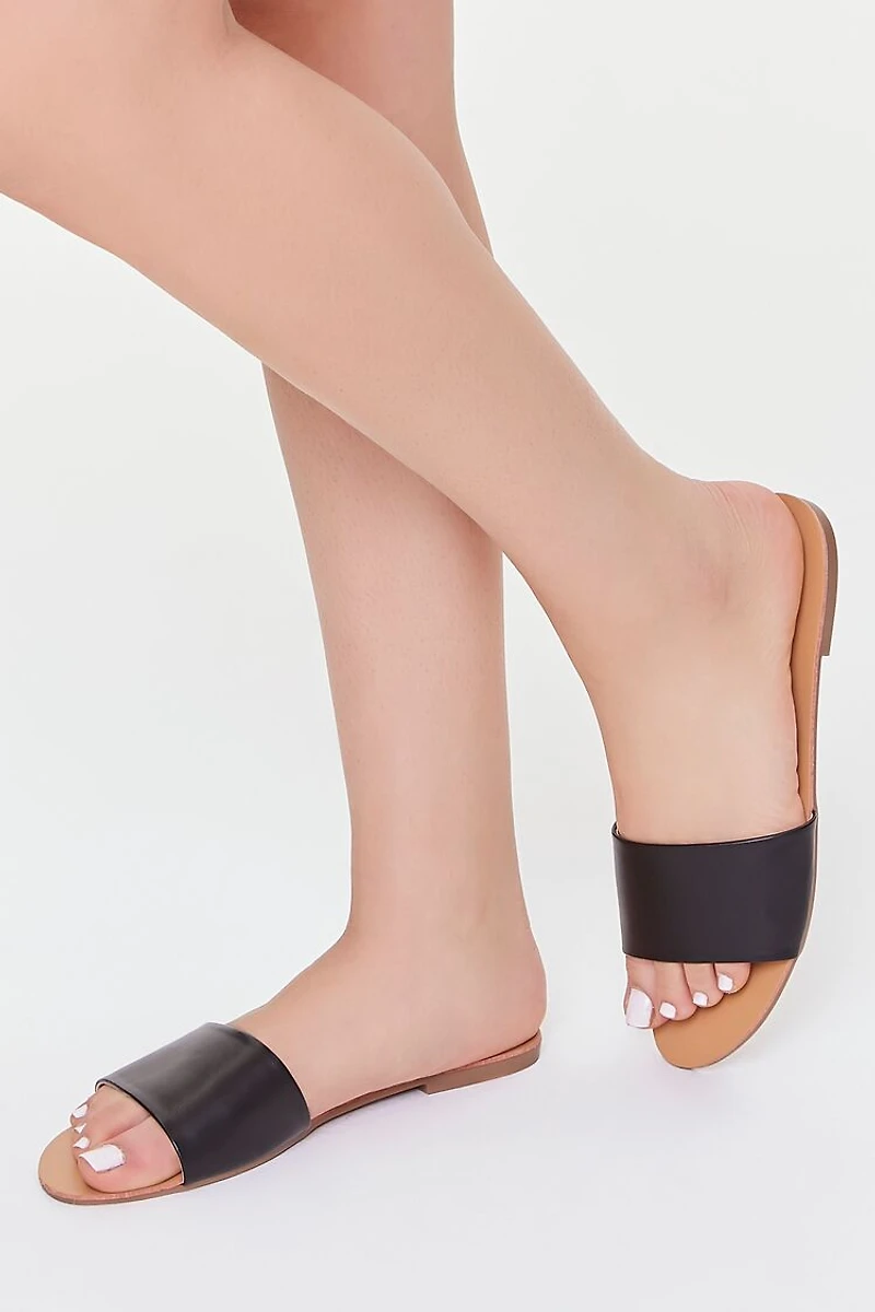 Faux Leather Slip-On Sandals