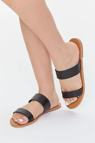 Dual-Strap Faux Leather Sandals