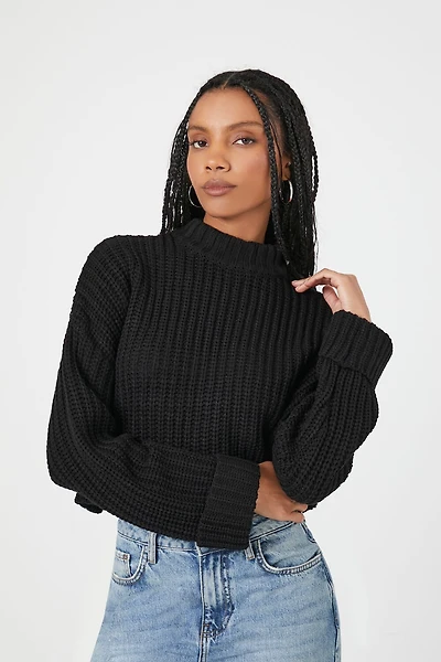 Drop-Sleeve Crew Sweater