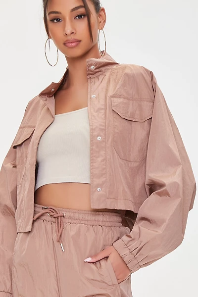 Cropped Raglan-Sleeve Windbreaker