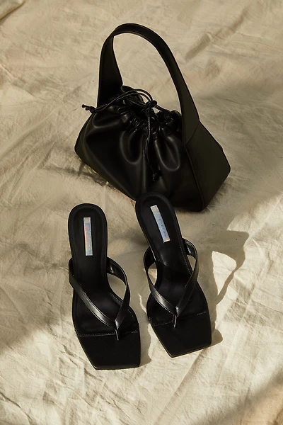 Faux Leather Thong Heels